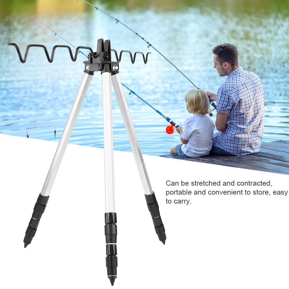 Fishing Rod Casting - 釣り竿三脚ホルダー 多機能ロッド三脚 アウトドア海釣りサポートスタンド 伸縮式三角形