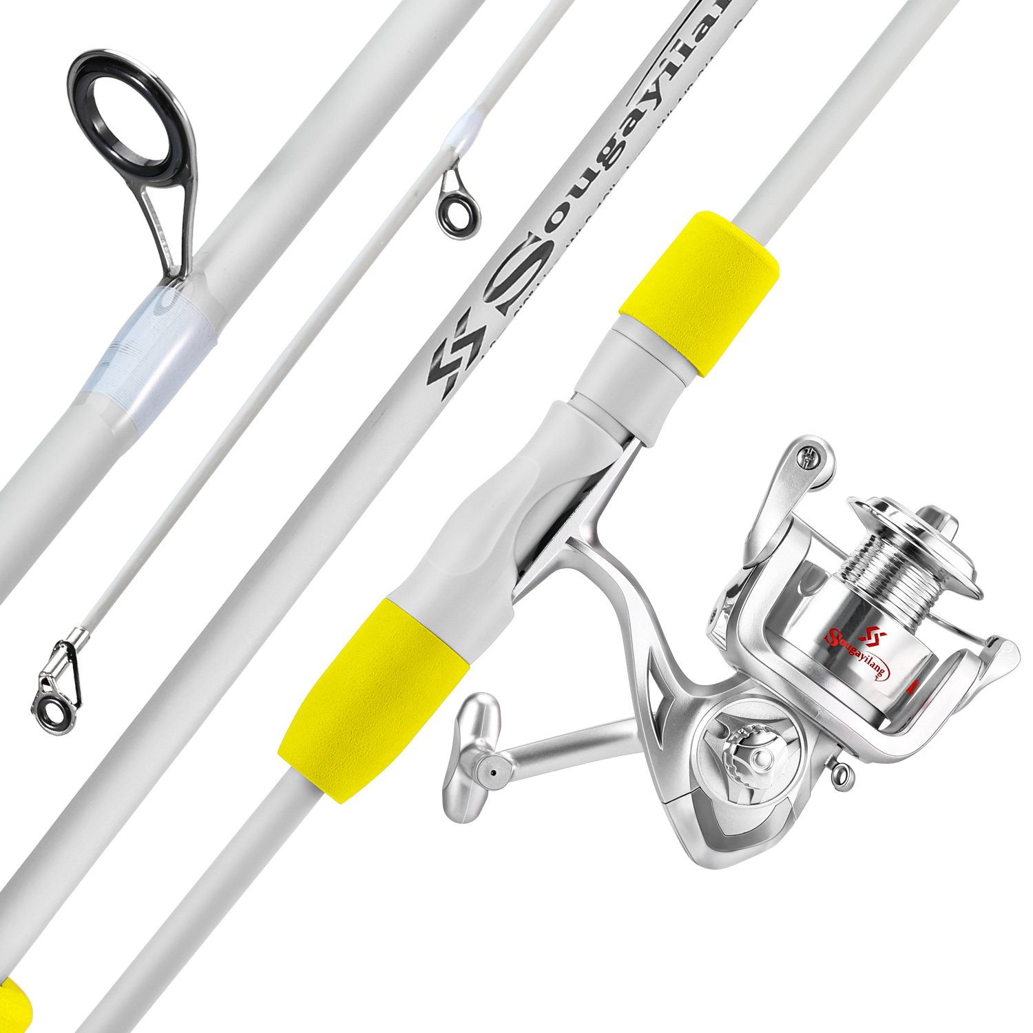 Fishing Rod Spinning - ソウゲイラン 2セクション スピニングフィッシングロッドとフィッシングリールコンボ 1.8/2.1m カーボンファイバーフィッシングポール 5.2:1