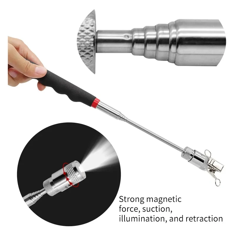 伸縮式磁気ペン拡張可能なピックアップロッドスティックライト付 - Fishing Rod Telescopic のレビューと価格